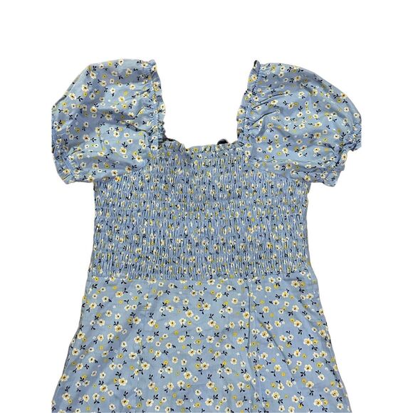 Hesperus Womens Cottagecore Dainty Floral Blue Smocked Mini Dress Sz M - Picture 5 of 15